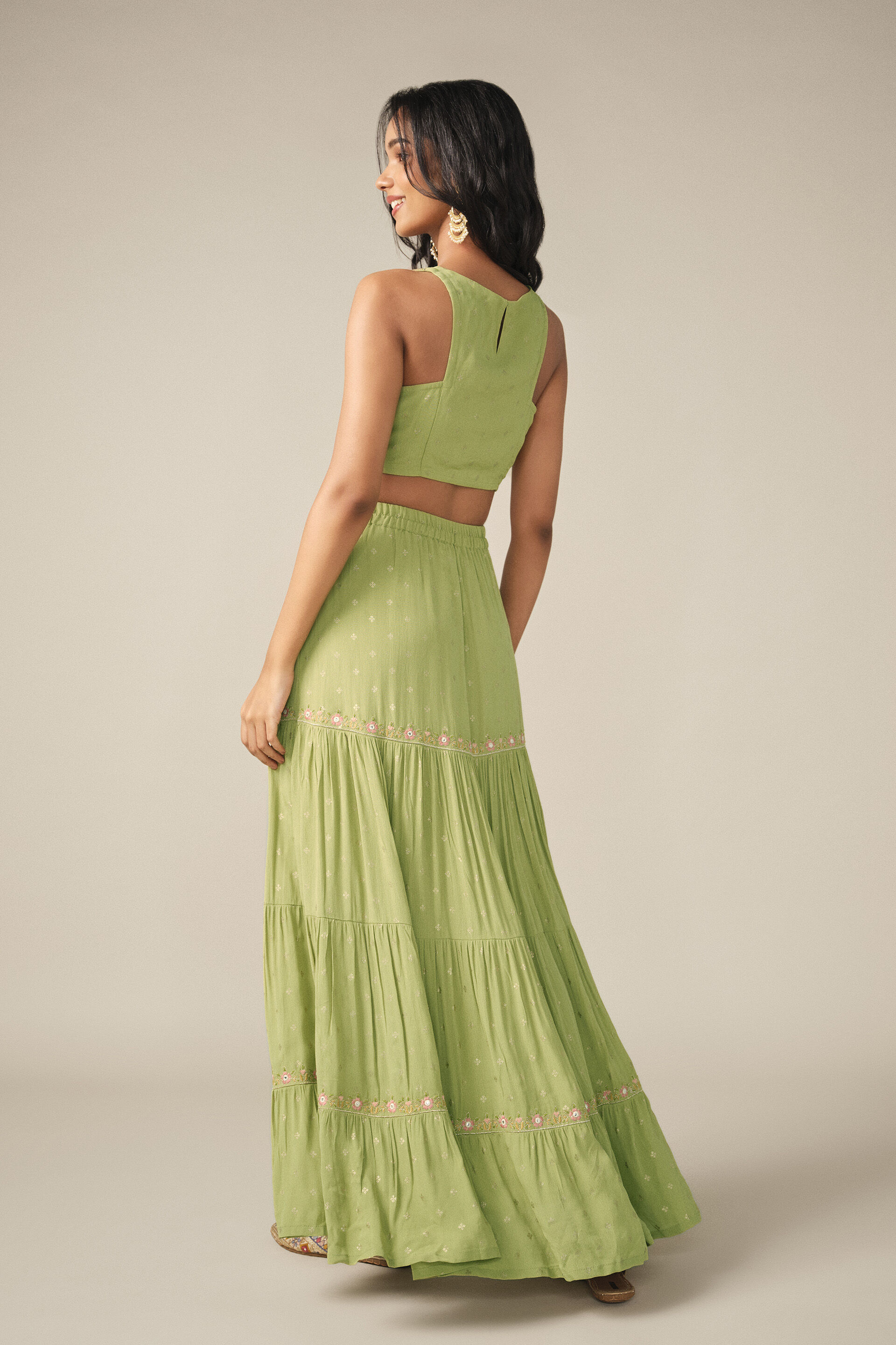 Tiered Skirt Set in Sage, Sage Green, image 6